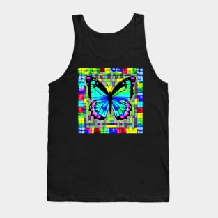 Mosaic Butterfly Psychedelic Grid Game Board Gift Mom Tank Top